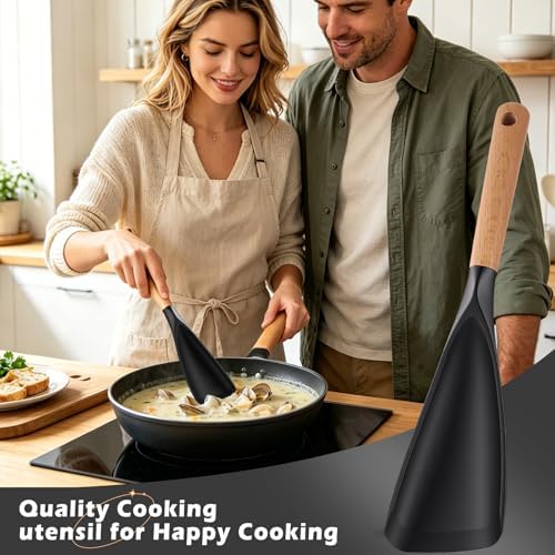 Cooking Spoon for Nonstick Cookwares, Wood Handle Spoon for Stirring - Image 6