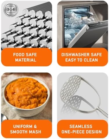Brigii Potato Masher, Uncoated Stainless Steel Potato Press - Image 5