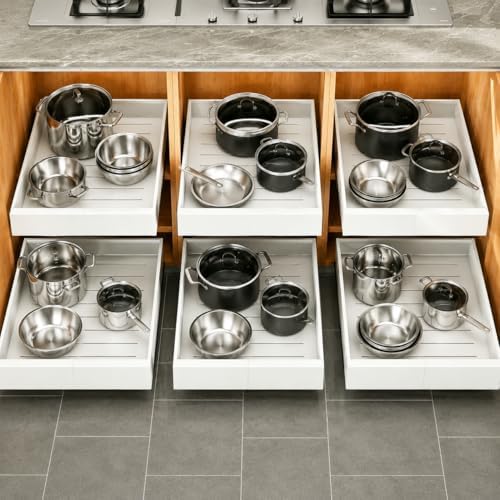 Pull out Cabinet Organizer, Expandable Heavy Duty Slide out Drawers Fixed by Kitstorack