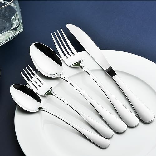Silverware Set for 8 with Serving Utensils, Stainless Steel Flatware Cutlery - Image 3