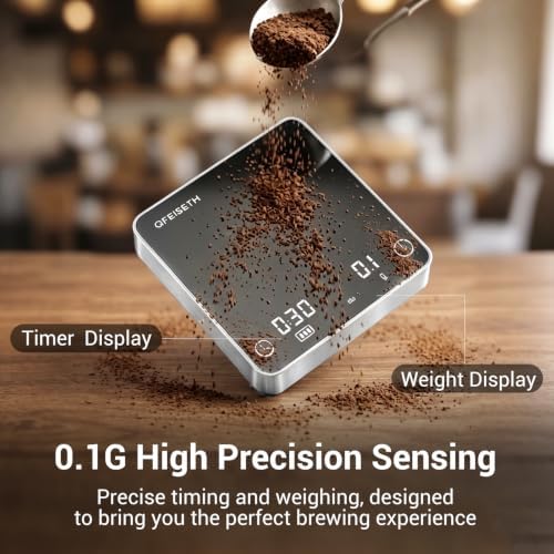 Mini Coffee Scale with Timer, 0.1g/2kg Rechargeable Espresso Scale, 4 Brewing - Image 4