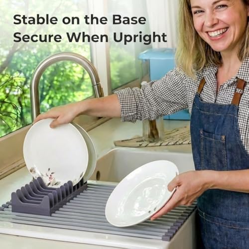 Medium Aluminum Roll Up Dish Drying Rack 17" x 13" - Image 3