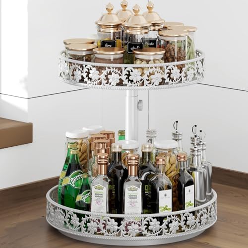 2 Tier Lazy Susan Organizer Turntable, 12 Inch by HISKIWUU
