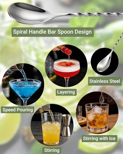 Bar Spoon Set 10 Inch Stainless Steel Cocktail Mixing Spoon 2Pack - Image 7