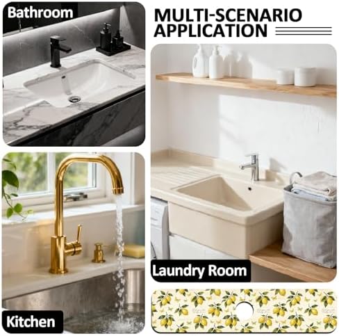2 Pcs Kitchen Sink Splash Guard Faucet Mat Vintage Lemon Faucet Mat - Image 7