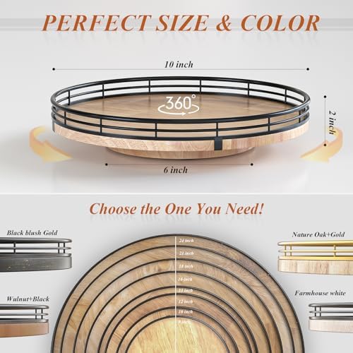 AMH 10-Inch Farmhouse Oak Lazy Susan Organizer - Image 6