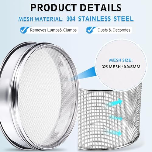 PATIKIL 325 Mesh Lab Sieve, 3.9" Diameter Sifting Screen 304 Stainless Steel - Image 3