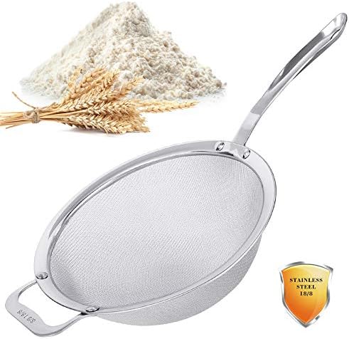 9" Large Mesh Strainer, Stainless Steel 18/8 Extra Fine Quinoa Sieve, by Tiawudi