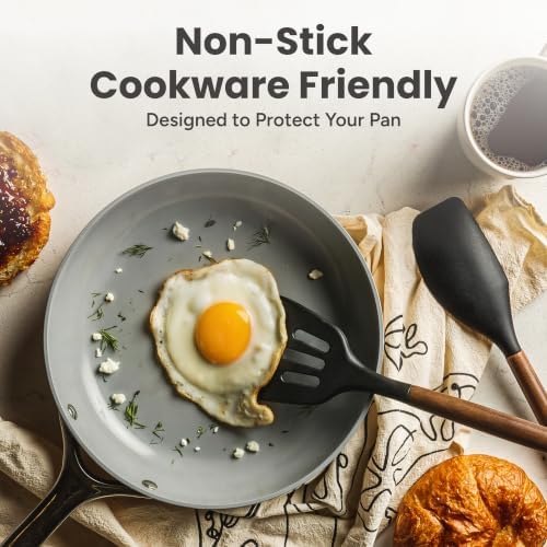 SMIRLY Silicone Kitchen Utensils Set, 22-Piece Acacia Wood Handle - Image 3