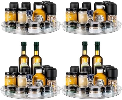 vacane 4 Pack Turntable Organizer Non-Skid, Large 13" Cabinet Lazy Susan Clear by vacane