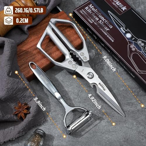 Huusk Kitchen Scissors and Vegetable Peeler Set, Japanese Stainless Steel - Image 6
