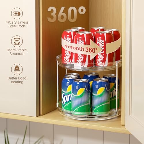 LAMU 3 Pack 2 Tier Lazy Susan Turntable Organizer 9.25'' Rotating Spice Rack - Image 2