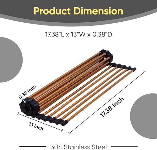 Strictly Sinks Stainless Steel Roll Up Dish Drying Rack – Copper 17 Inch Over - Image 3