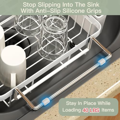 MAJALiS White Expandable Dish Drying Rack Over Sink - Image 6