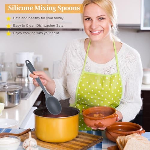2 Pcs Silicone Nonstick Mixing Spoon, 10.6Inch Silicone Spoons - Image 5