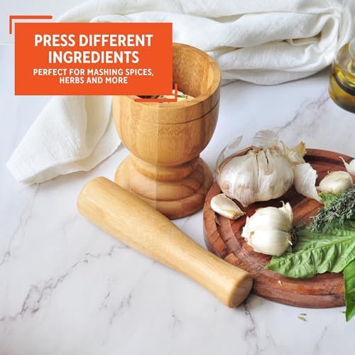 IMUSA USA Bamboo Mortar and Pestle - Image 4