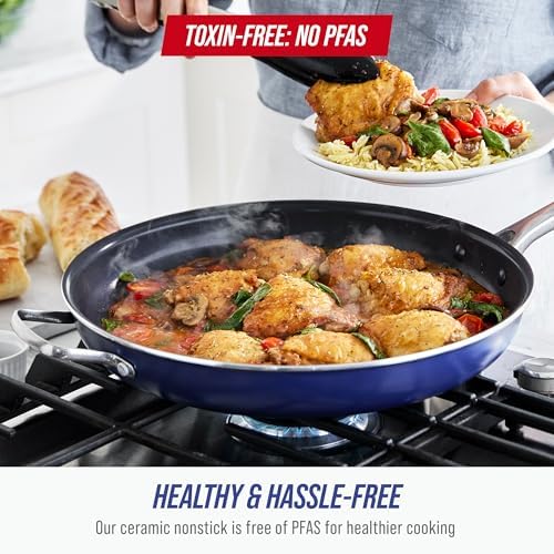 Blue Diamond 14" Diamond Infused Ceramic Nonstick Frying Pan Skillet - Image 3