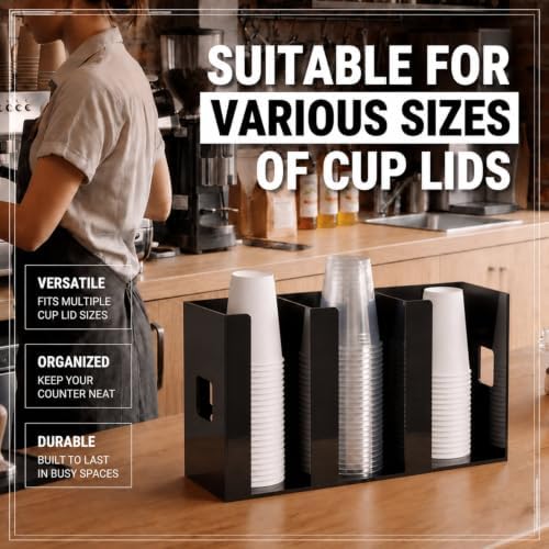 Hicarer 3 Compartments Acrylic Cup and Lid Holder - Image 6