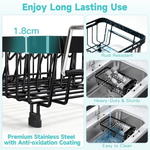 JASIWAY Black Mini Over the Sink Dish Drying Rack - Image 6