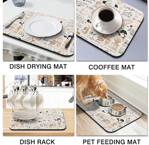 Coffee Bar Mat, Fits Under Coffee Machine, Dish Drying Mat - Image 4