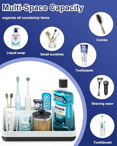 Bathroom Counter Organizer and Storage, 7 Slots Detachable Toothbrush Holders - Image 6