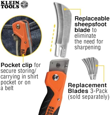 Klein Tools 44218 Cable Skinning Utility Knife, Replaceable Blade - Image 3