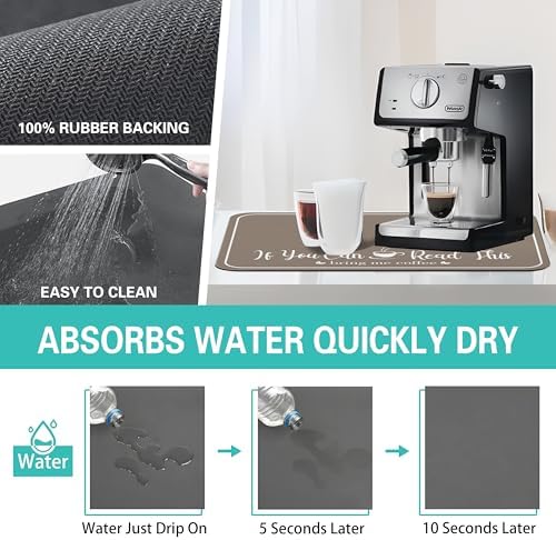 Coffee Bar Mat for Countertops 23inx15in, Absorbent Hide Stain Anti-Slip Cafe - Image 5