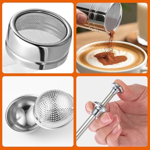 4 Pack Powdered Sugar Shaker Duster, Stainless Steel Cinnamon Sugar Shaker & - Image 4