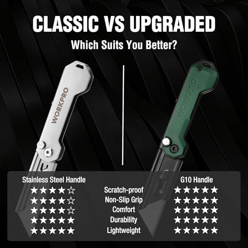 WORKPRO 3-Pack Folding Utility Knife, G10 Handle - Image 3