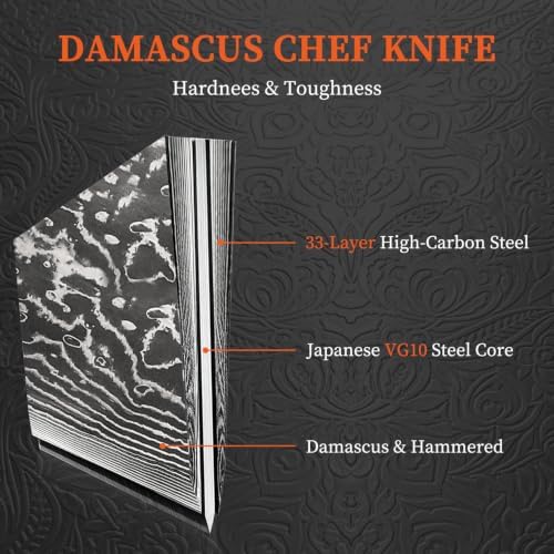 Sunnecko 8 Inch Japanese Damascus Chef Knife - Image 4