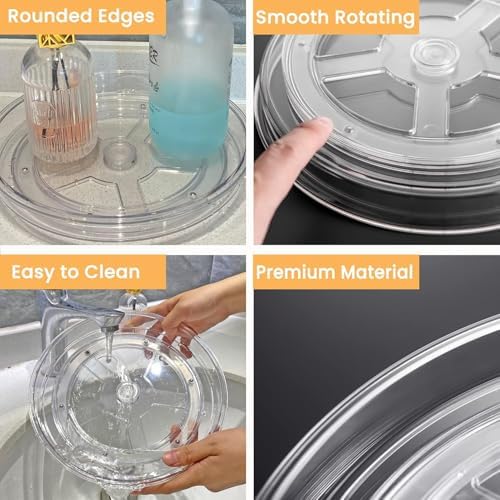 vacane 4 Pack Turntable Organizer Non-Skid, Large 13" Cabinet Lazy Susan Clear - Image 5