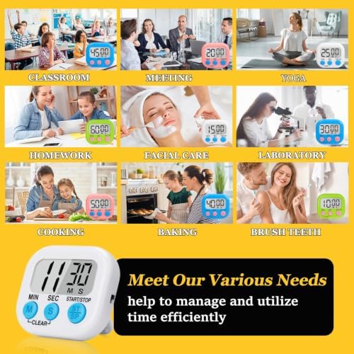 12 Pack Digital Kitchen Timers for Cooking, Loud Alarm Large LCD Display - Image 3