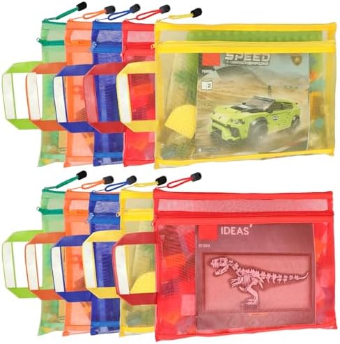 10 Pack 5 Color Mesh Zipper Pouch Bags by TrueLux
