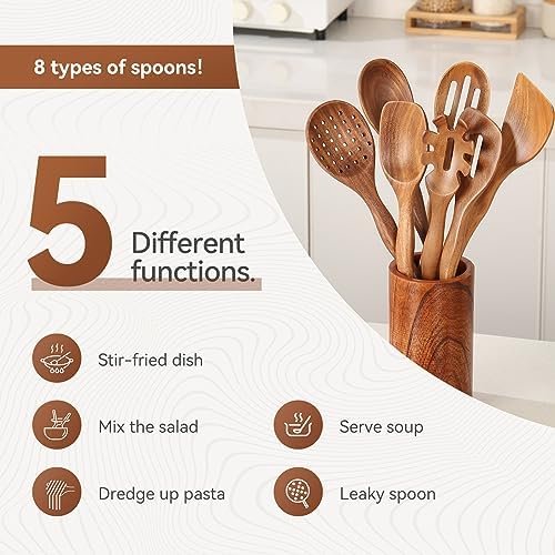 Kitchen 10PCS Teak Wooden Utensils Set - Image 6