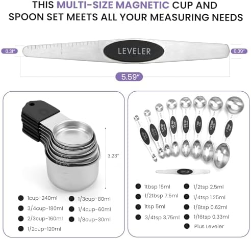 Magnetic Measuring Cups and Spoons Set-Heavy Duty 304 Stainless Steel - Image 6
