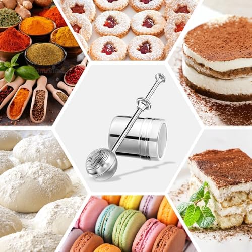 4 Pack Powdered Sugar Shaker Duster, Stainless Steel Cinnamon Sugar Shaker & - Image 7