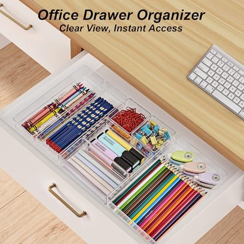 SMARTAKE 25 PCS Drawer Organizer, 4-Size Desk Drawer Organizer Trays - Image 4