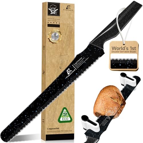 CoquusAid Bread Knife for Homemade Bread, World's 1st Double Serrated Knife by CoquusAid