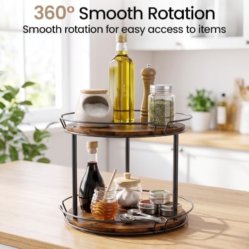 LAMU 2-Tier Lazy Susan Turntable Organizer, Spinning Spice Rack - Image 5