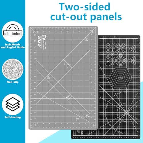 ArtAt Self Healing Cutting Mat: 12″x 18″ Black-Gray Eco-Craft Cutting Mat - Image 4
