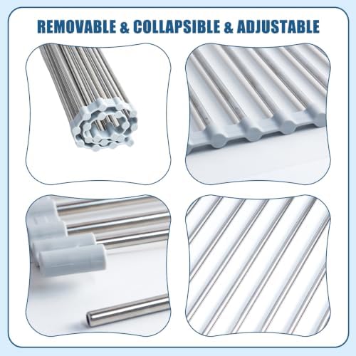 Roll Up Dish Drying Rack Over Sink, Use 304 Stainless Steel, 17.7"x15.7" - Image 2