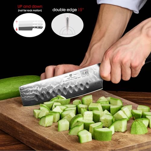 SHAN ZU Damascus Nakiri Knife, 7 In Professional Extra Sharp Kitchen Knife - Image 6