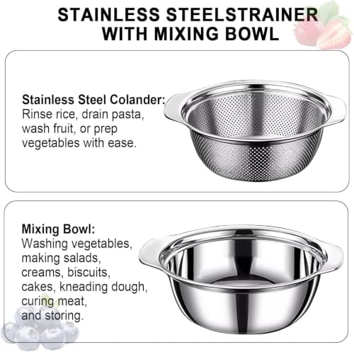 Stainless Steel Colander, 3.5 QT Metal Strainer - Image 6