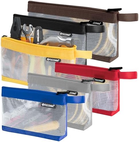TICONN 6PK Tool Pouches with Zipper, Waterproof 1680D Oxford Small Tool Bag by TICONN