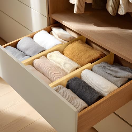 VaeFae 6 Pack Bamboo Drawer Dividers, Expandable Separators - Image 3