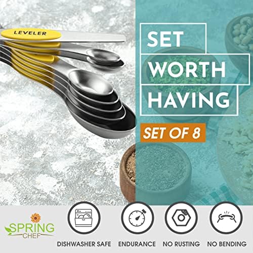 Spring Chef Stainless Steel Magnetic Measuring Spoons Set of 8 - Image 3