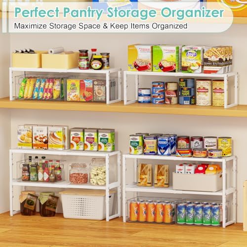 2 Pack Expandable Cabinet Shelf Organizer, Adjustable Kitchen Countertop Metal - Image 6