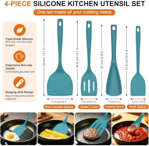 Beijiyi 4 Pack Silicone Spatula Set, High Heat Resistant, - Image 2
