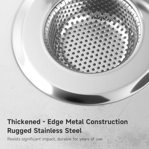 Kitchen Sink Drain Strainer, Premium Stainless Steel Rust-Proof Wide Rim - Image 4