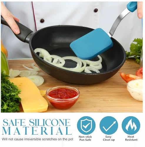 2Pcs Mini Silicone Cookie Brownie Spatula, Solid Flat, Light Blue - Image 5